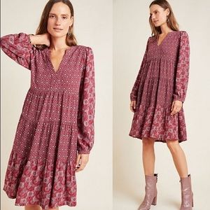 Anthropologie Maeve Amber Tiered Tunic Dress